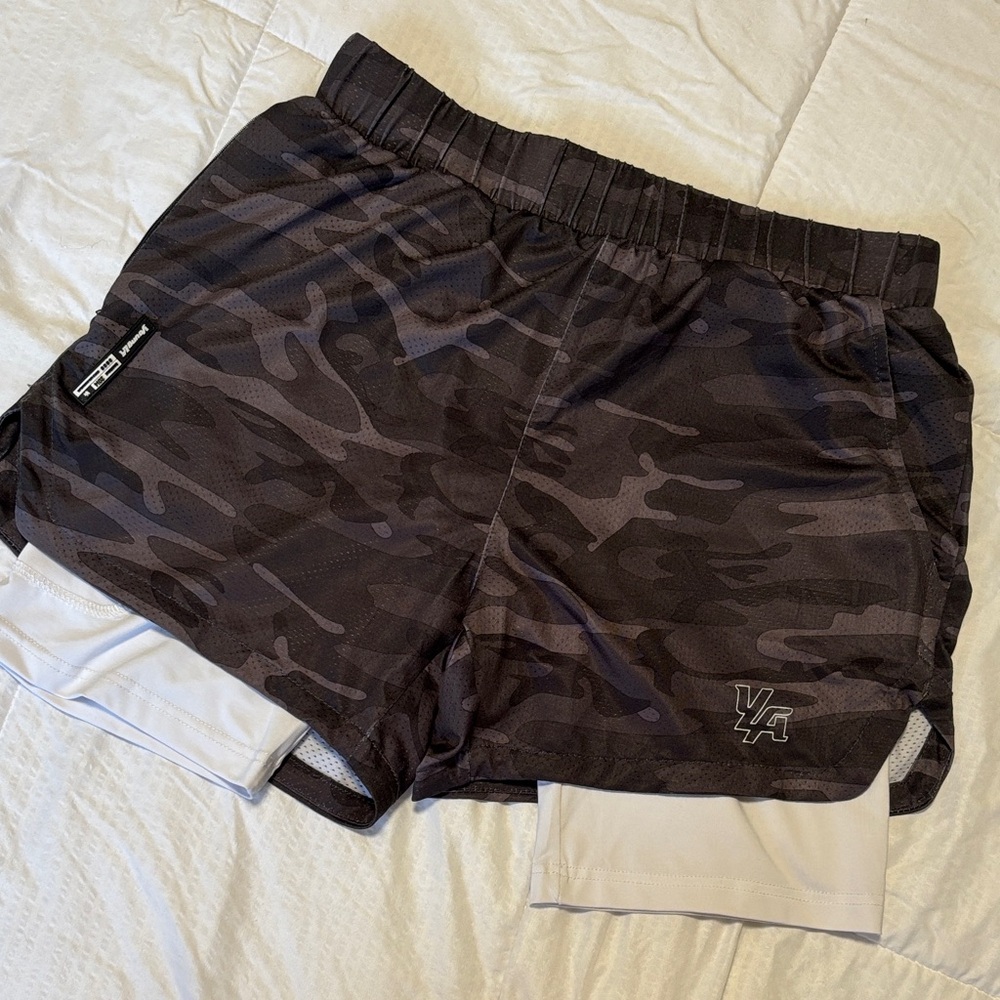 YoungLA Black Camo Athletic Shorts